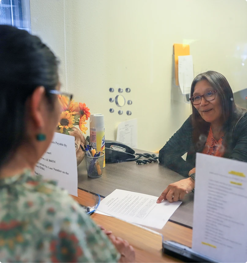 Hopi Court team helping with a form